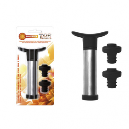 Pompa wine saver con 2 tappi