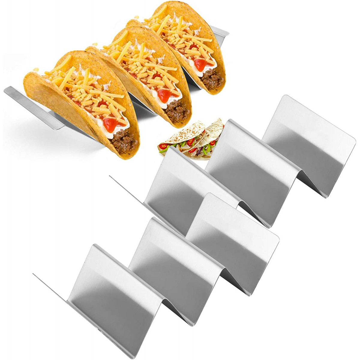 Medri Set 2 Porta Tacos in Acciaio Inox da 2 o 3 posti - confezione da 2  pezzi su Horeca Atelier