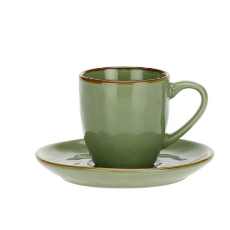 Rose & Tulipani Tazza Caffe' Con Piattino Verde Oliva Concerto
