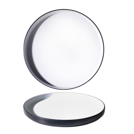 Piatto Piano Melamina Cm 20 Bianco Nero