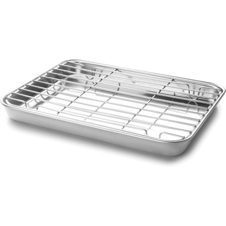 Vassoio Acciaio Inox Con Griglia Essential Cm 26,5x20,5x2,5H
