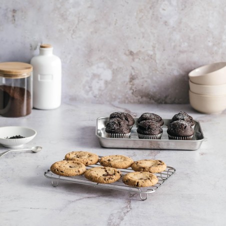 Vassoio Acciaio Inox Con Griglia Essential Cm 26,5x20,5x2,5H