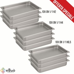 Kit 30 Bacinelle/Teglie Gastronorm 1/1 in Acciaio Inox Paderno