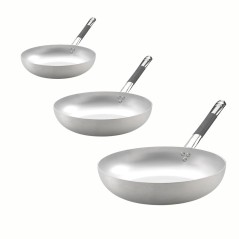 Set Professionale Pentole Agnelli di 3 padelle svasate alte in alluminio per Induzione