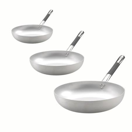 Set Professionale Pentole Agnelli di 3 padelle svasate alte in alluminio per Induzione