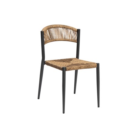 Sedia Milano alluminio grigio con corda paglia