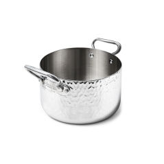 Casseruola Alta in Aluinox 3ply Martellato con 2 Maniglie in Acciaio Inox – Pentole Agnelli