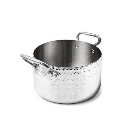 Casseruola Alta in Aluinox 3ply Martellato con 2 Maniglie in Acciaio Inox – Pentole Agnelli