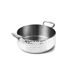 Casseruola Bassa in Aluinox 3ply Martellato con 2 Maniglie in Acciaio Inox – Pentole Agnelli
