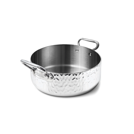 Casseruola Bassa in Aluinox 3ply Martellato con 2 Maniglie in Acciaio Inox – Pentole Agnelli