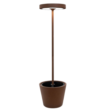 Lampada da terra Poldina Reverso Solar con vaso Corten – Zafferano